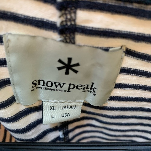 Snow Peak Outdoors Top Basic Stripes Long Sleeves Elbow Patches Pocket Womens L - Picture 3 of 4